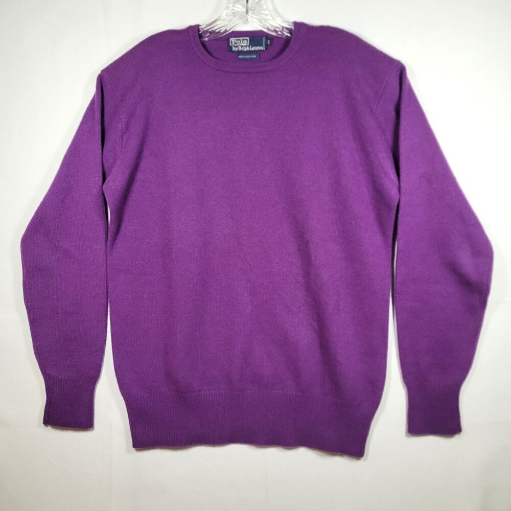 Vintage Polo Ralph Lauren 100% Cashmere Large Sweater Mens Purple Crewneck